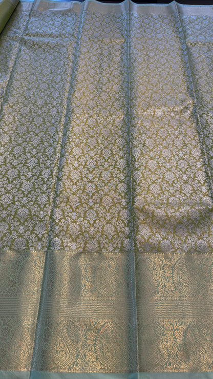 LIME GREEN SEMI SILK KANICHIPURAM SILK SAREE (SSKS21)