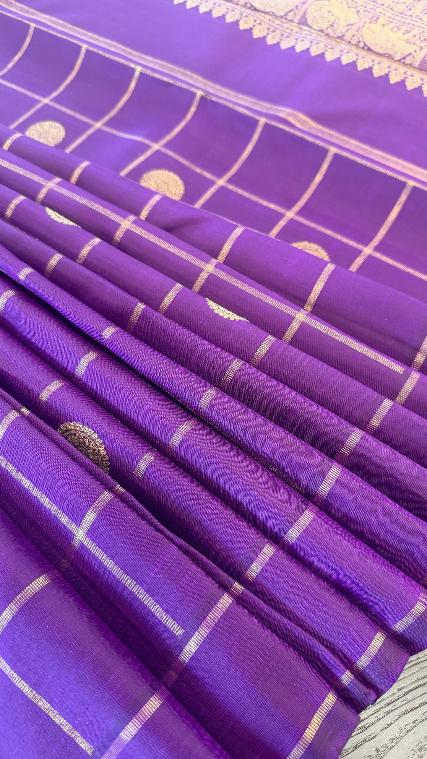 ROYAL PURPLE GOLD ZARI HANDLOOM KANICHIPURAM SILK SAREE (KSS217)