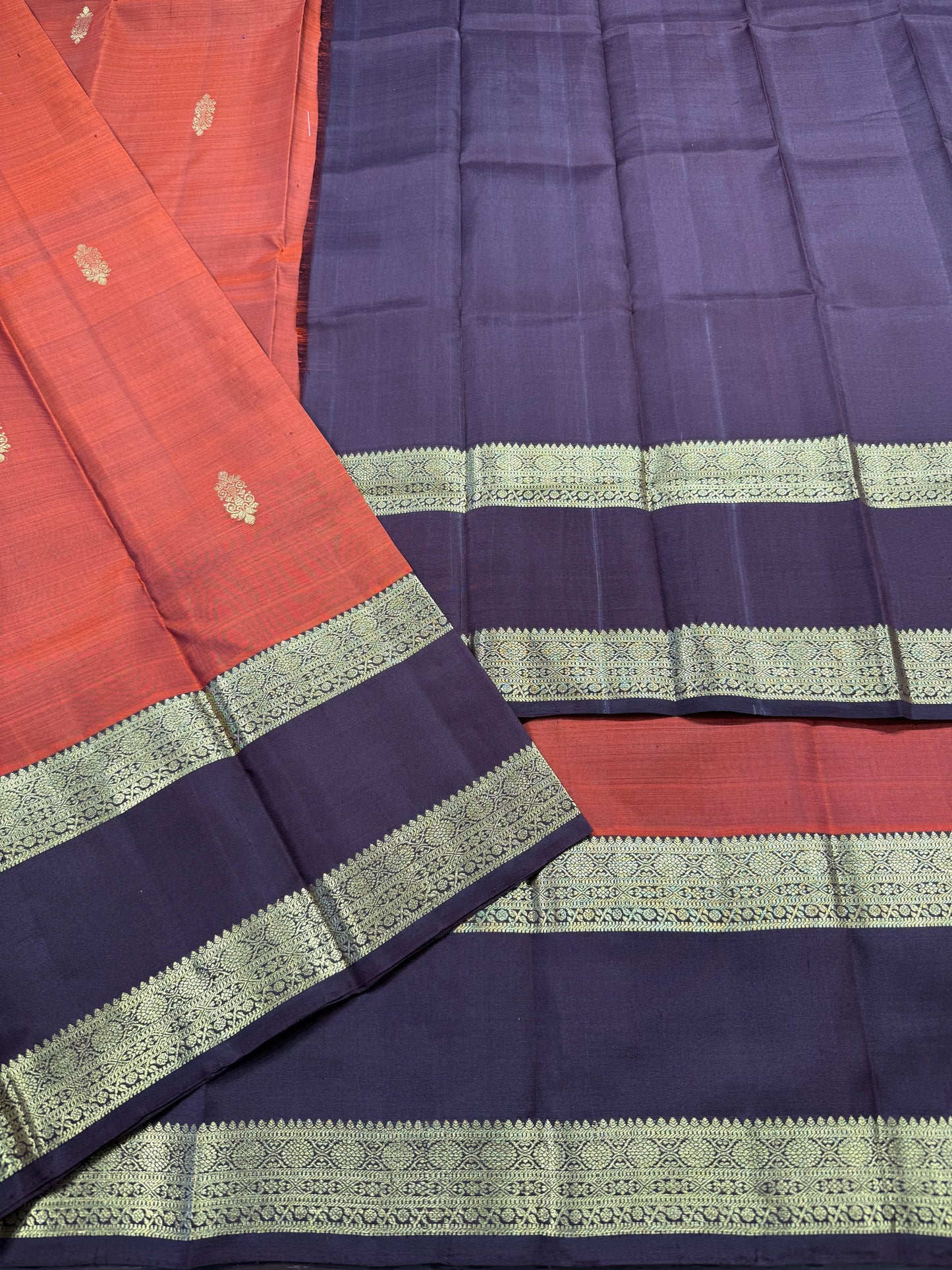 RUST ORANGE HANDLOOM KANCHIPURAM SILK SAREE (KSS 541)