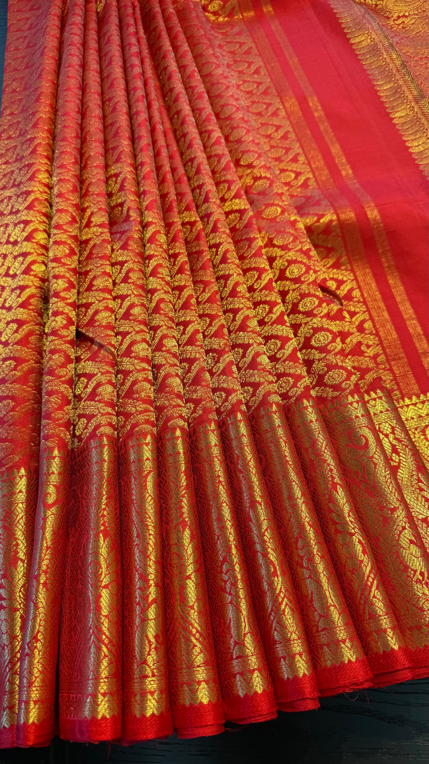 CHILLI RED FULL GOLD ZARI PURE HANDLOOM KANCHIPURAM SILK SAREE (KSS 507)