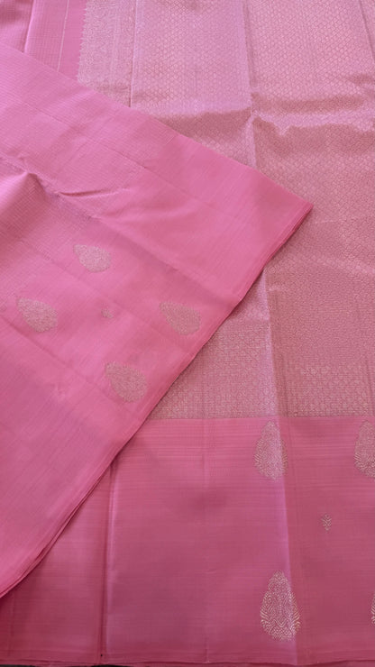 VAIRA OOSI PINK GOLD ZARI HANDLOOM KANICHIPURAM SILK SAREE (KSS149)
