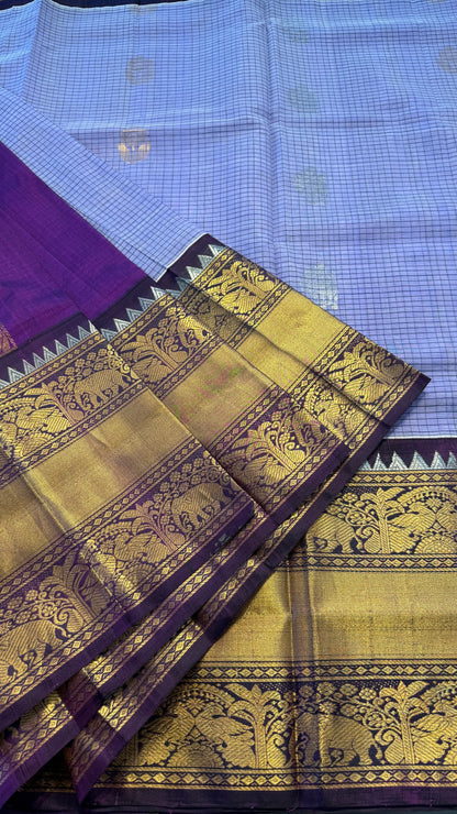 UNICORN PURPLE WITH CONTRAST PURPLE MANGALAGIRI SILK COTTON (MSC03)