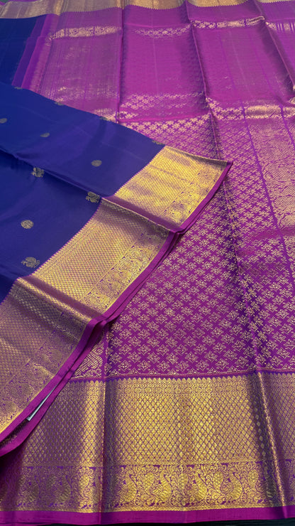 PURPLE GOLD ZARI HANDLOOM KANICHIPURAM SILK SAREE (KSS116)