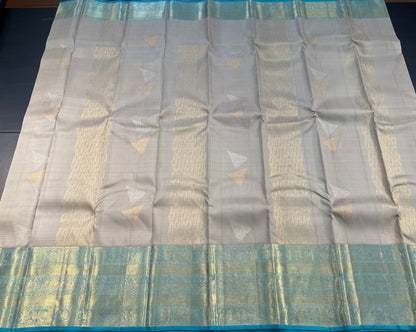 BLANCHED ALMOND PURE KANCHIPURAM HANDLOOM SILK SAREE