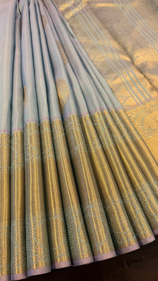 UNICORN BLUE HANDLOOM KANCHIPURAM SILK SAREE (KSS275)