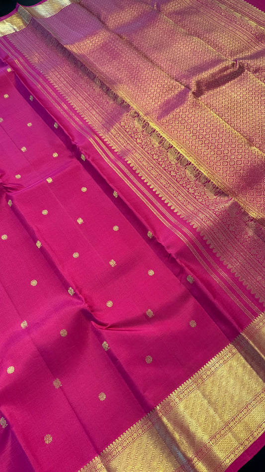 RANI PINK GOLD ZARI HANDLOOM KANCHIPURAM SILK SAREE (KSS339)