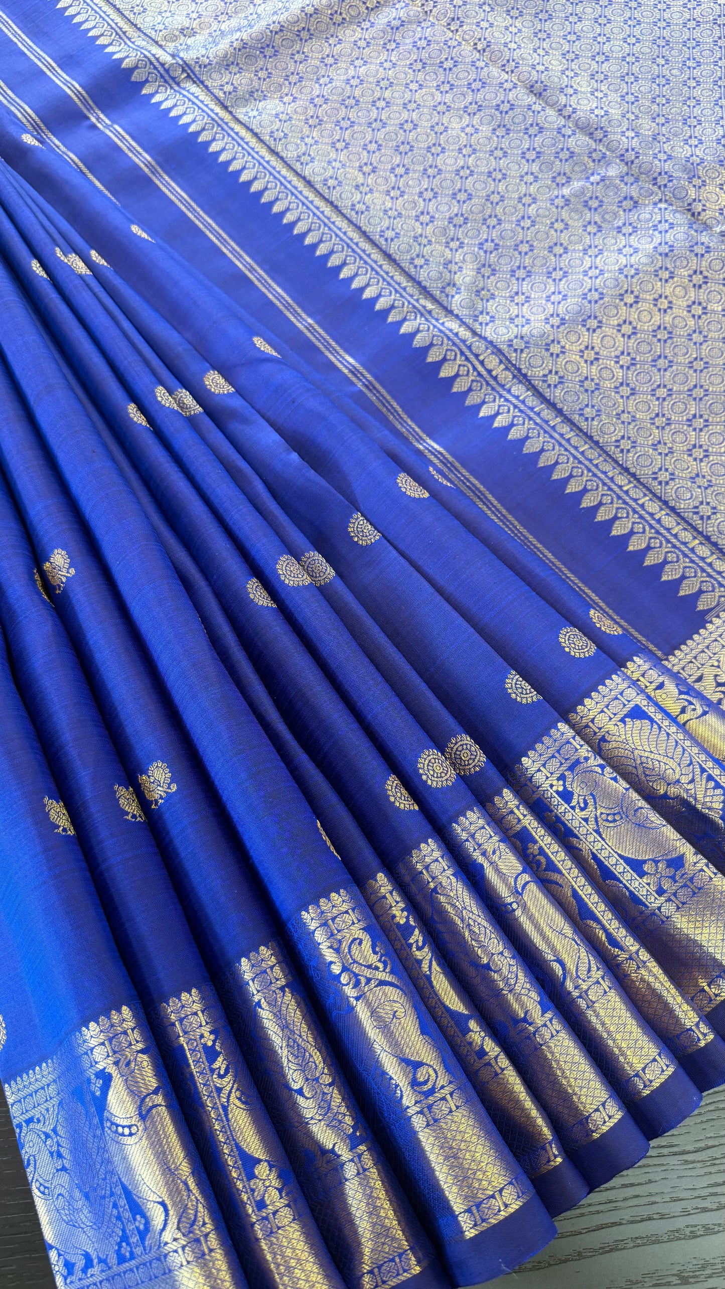 ROYAL BLUE GOLD ZARI HANDLOOM KANICHIPURAM SILK SAREE (KSS189)