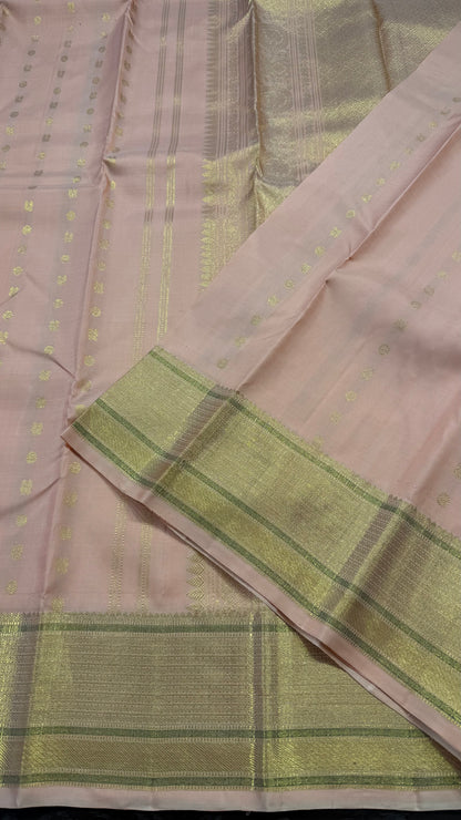 PASTEL PEACH PURE KANCHIPURAM HANDLOOM SILK SAREE KSS 526