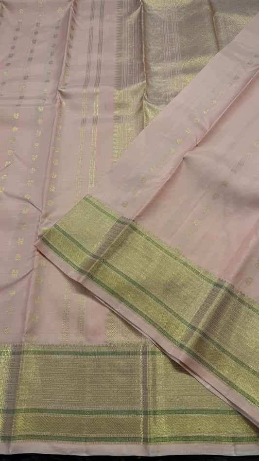 PASTEL PEACH PURE KANCHIPURAM HANDLOOM SILK SAREE KSS 526