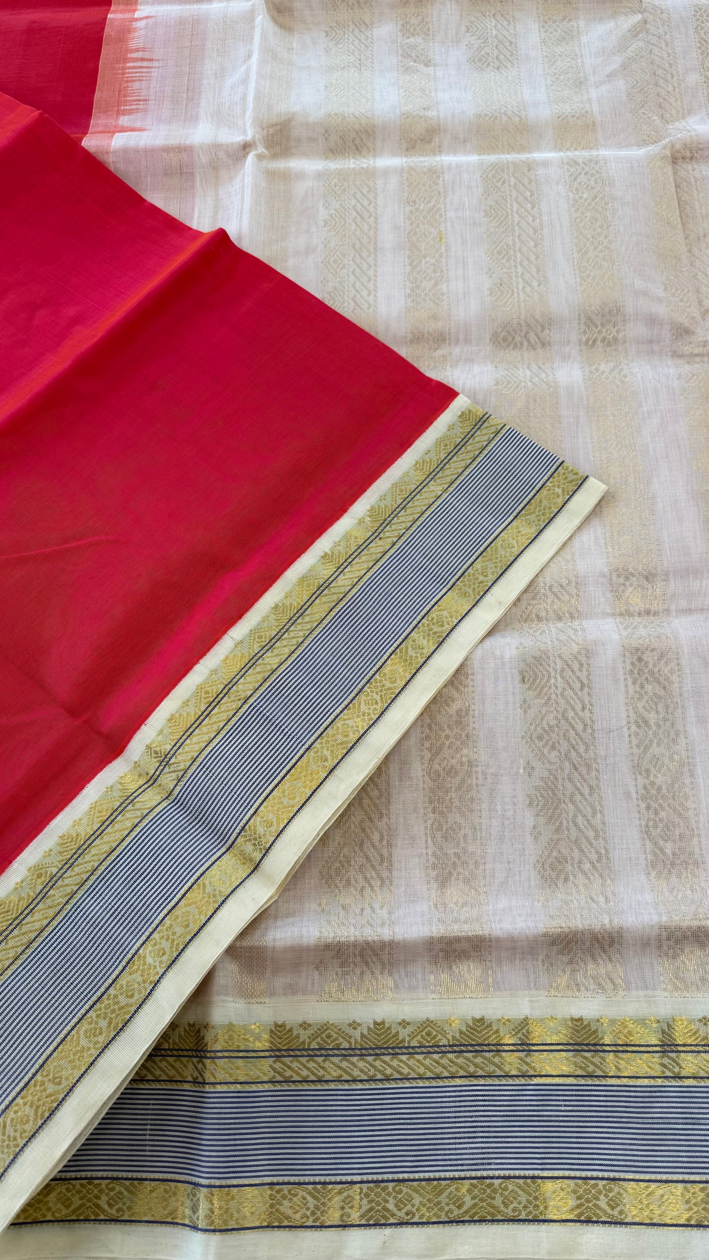 KANAKAMBARAM PINK WITH CREAM GOLD HANDLOOM KANCHIPURAM SILK COTTON (KSC29)