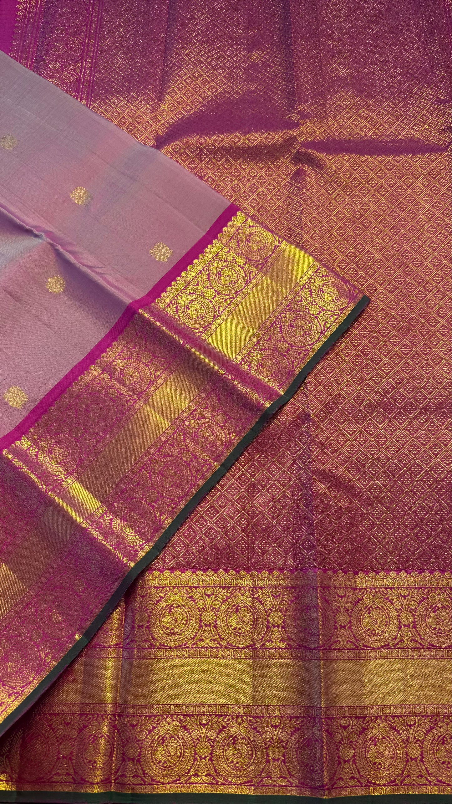 DUAL TONE PINK AND HOT PINK GOLD ZARI HANDLOOM KANCHIPURAM SILK SAREE (KSS174)