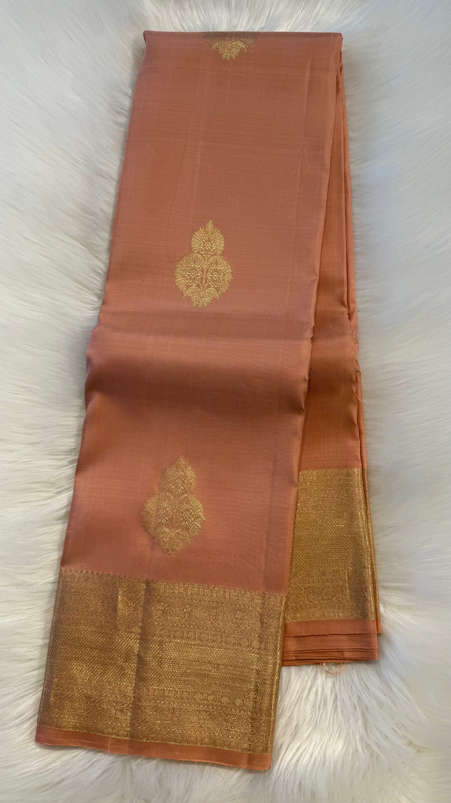 PALE PINK GOLD ZARI HANDLOOM KANCHIPURAM SILK SAREE (KSS351)