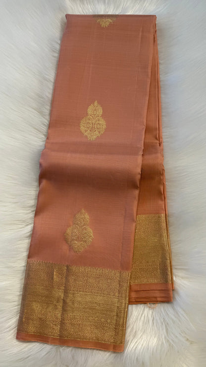 PALE PINK GOLD ZARI HANDLOOM KANCHIPURAM SILK SAREE (KSS351)