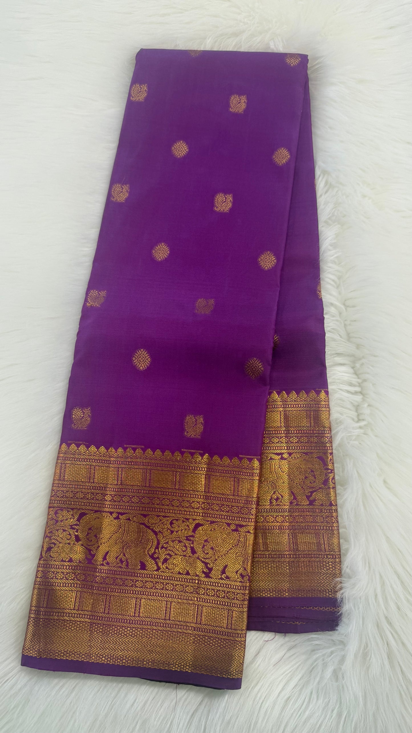 RAISIN PURPLE GOLD ZARI HANDLOOM KANICHIPURAM SILK SAREE (KSS51)