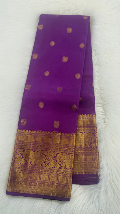 RAISIN PURPLE GOLD ZARI HANDLOOM KANICHIPURAM SILK SAREE (KSS51)