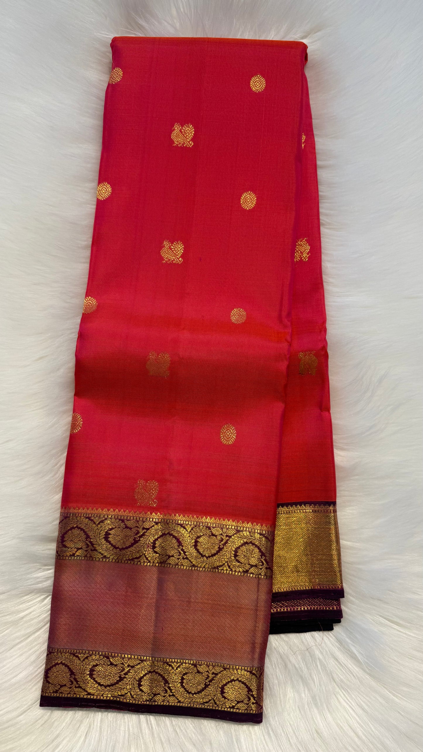 KANAKAMBARAM CONTRAST PURPLE BORDER HANDLOOM KANICHIPURAM SILK SAREE (KSS430)