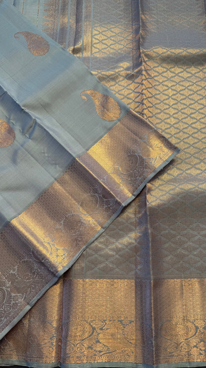 SAGE GREEN HANDLOOM KANCHIPURAM SILK SAREE (KSS319)