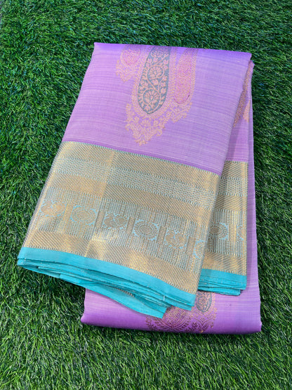 PASTEL LAVENDER PURPLE KANCHIPURAM HANDLOOM SILK SAREE