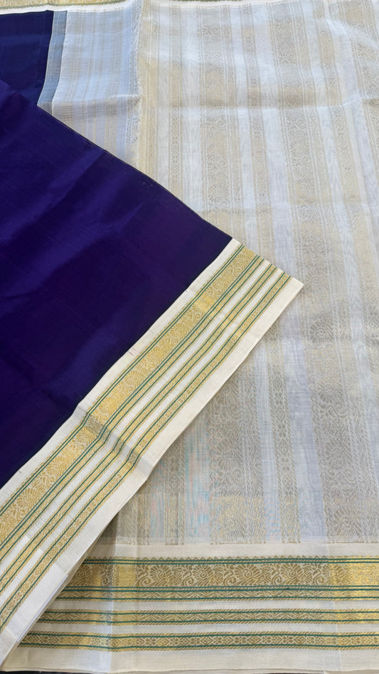 VADAMALLI PURPLE WITH CREAM HANDLOOM KANCHIPURAM SILK COTTON (KSC79)
