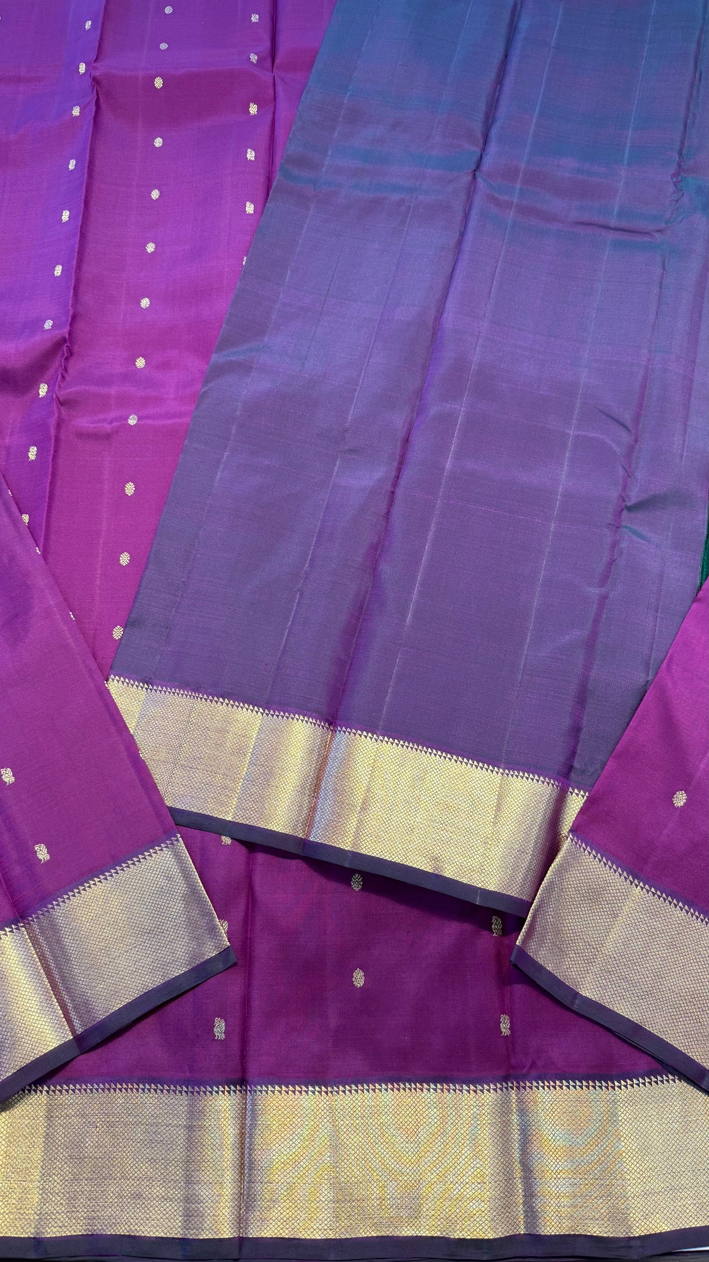 GRAPE PURPLE WITH CONTRAST DUAL TONE PURPLE GOLD ZARI HANDLOOM KANCHIPURAM SILK SAREE (KSS216)