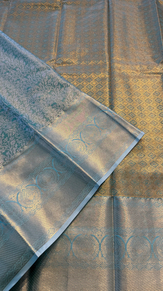 MINT SEMI SILK KANICHIPURAM SILK SAREE (SSKS34)