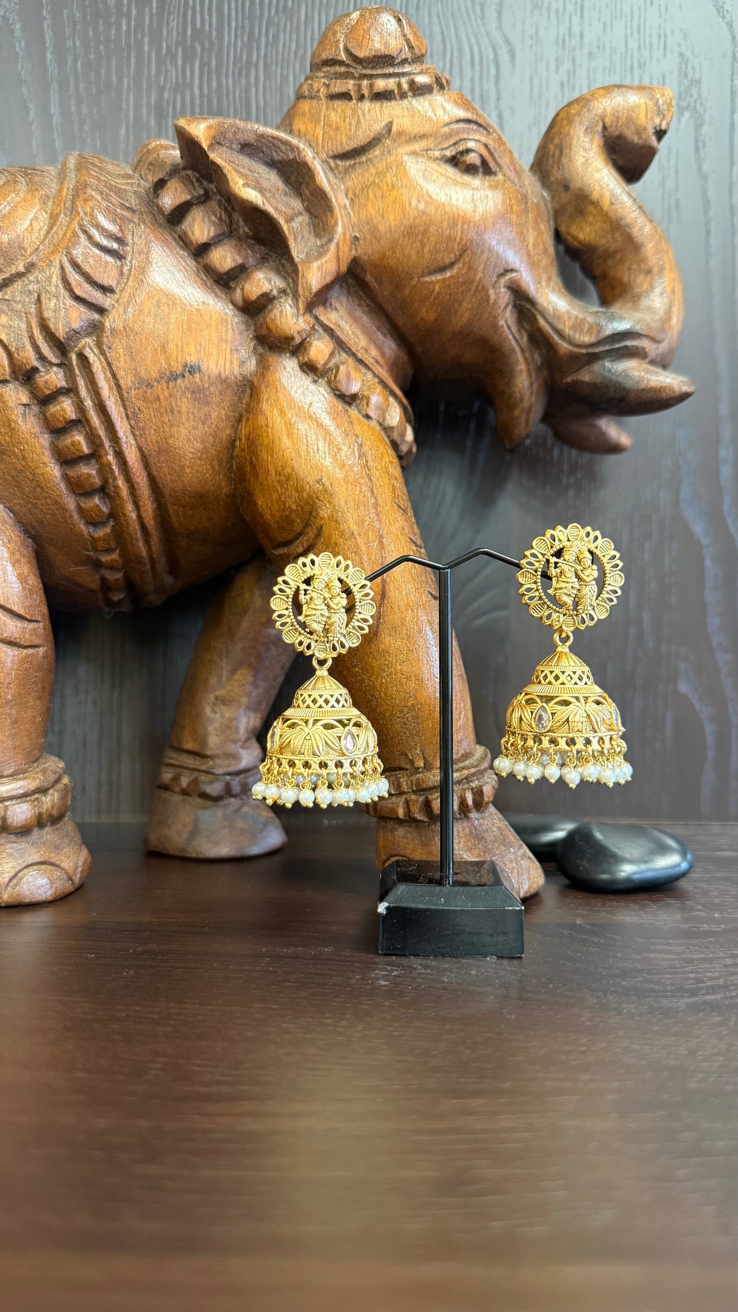 Anbini White Pearl Jhumka