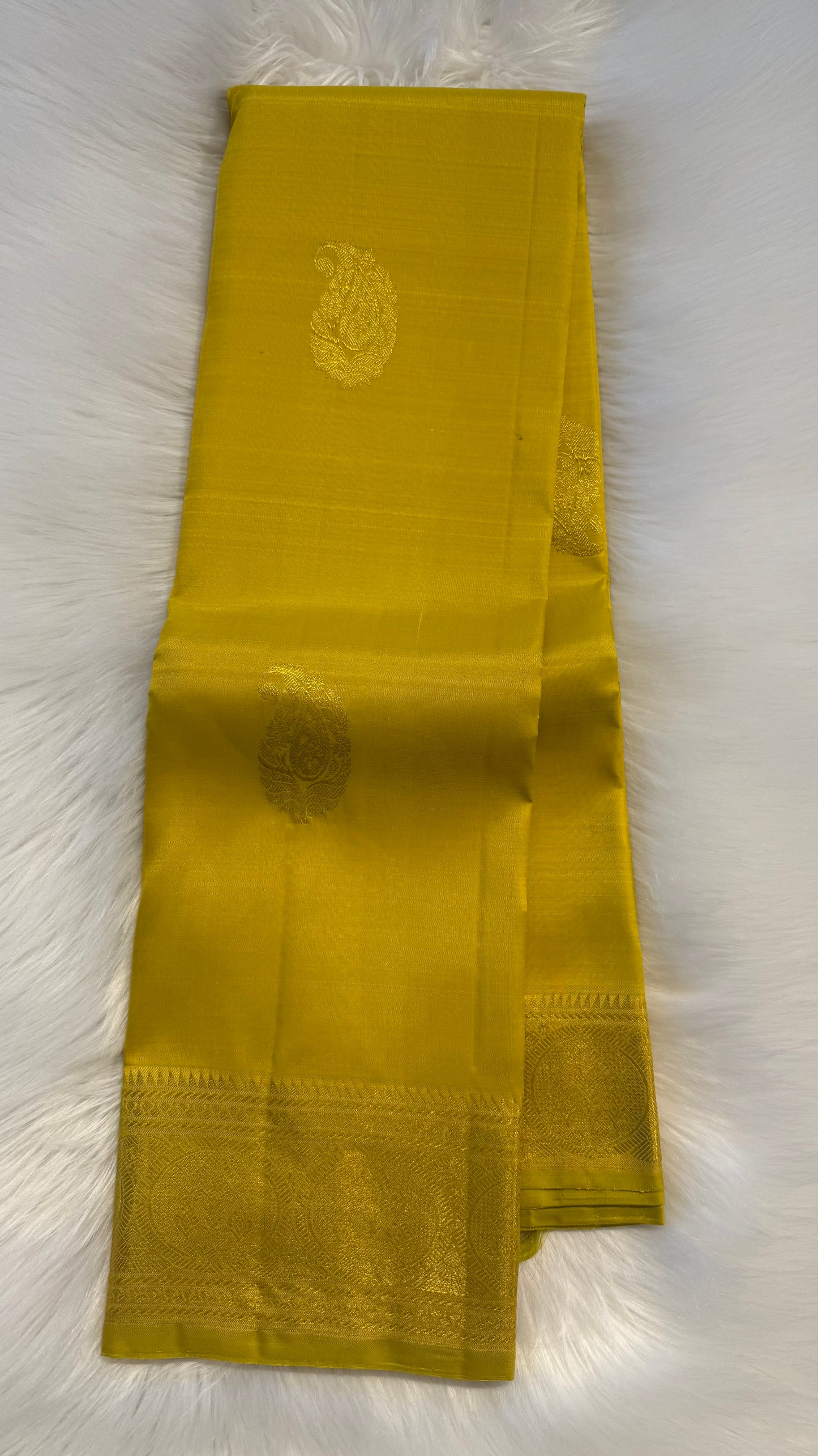 LEMON YELLOW HANDLOOM KANCHIPURAM SILK SAREE (KSS364)