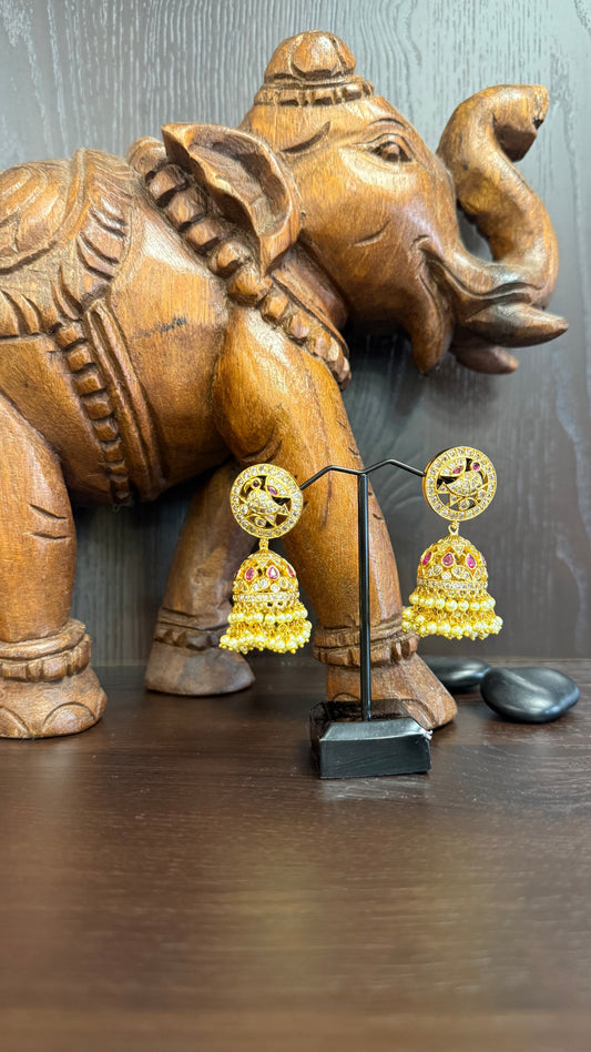 Birusha Ruby and white Jhumka