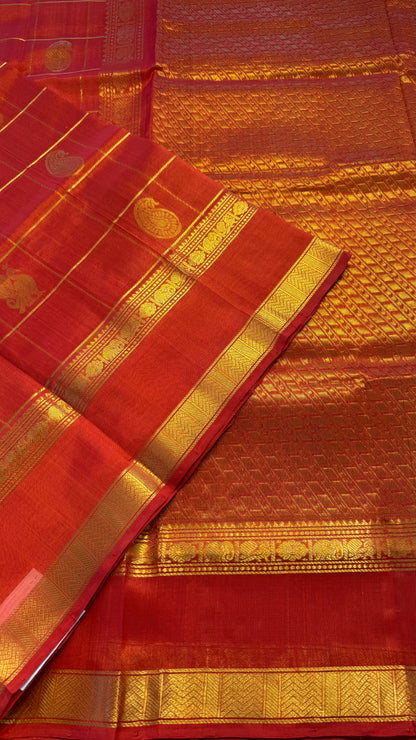RED KATTAM HANDLOOM KANCHIPURAM SILK COTTON (KSC116)