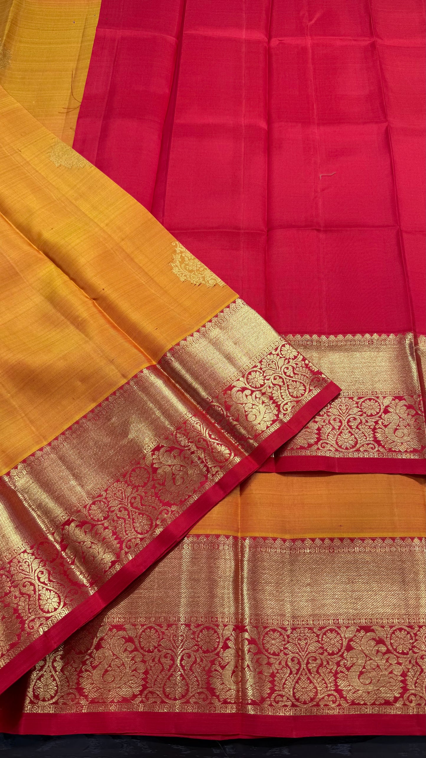MUSTARD YELLOW HANDLOOM KANCHIPURAM  SILK SAREE(KSS 550)