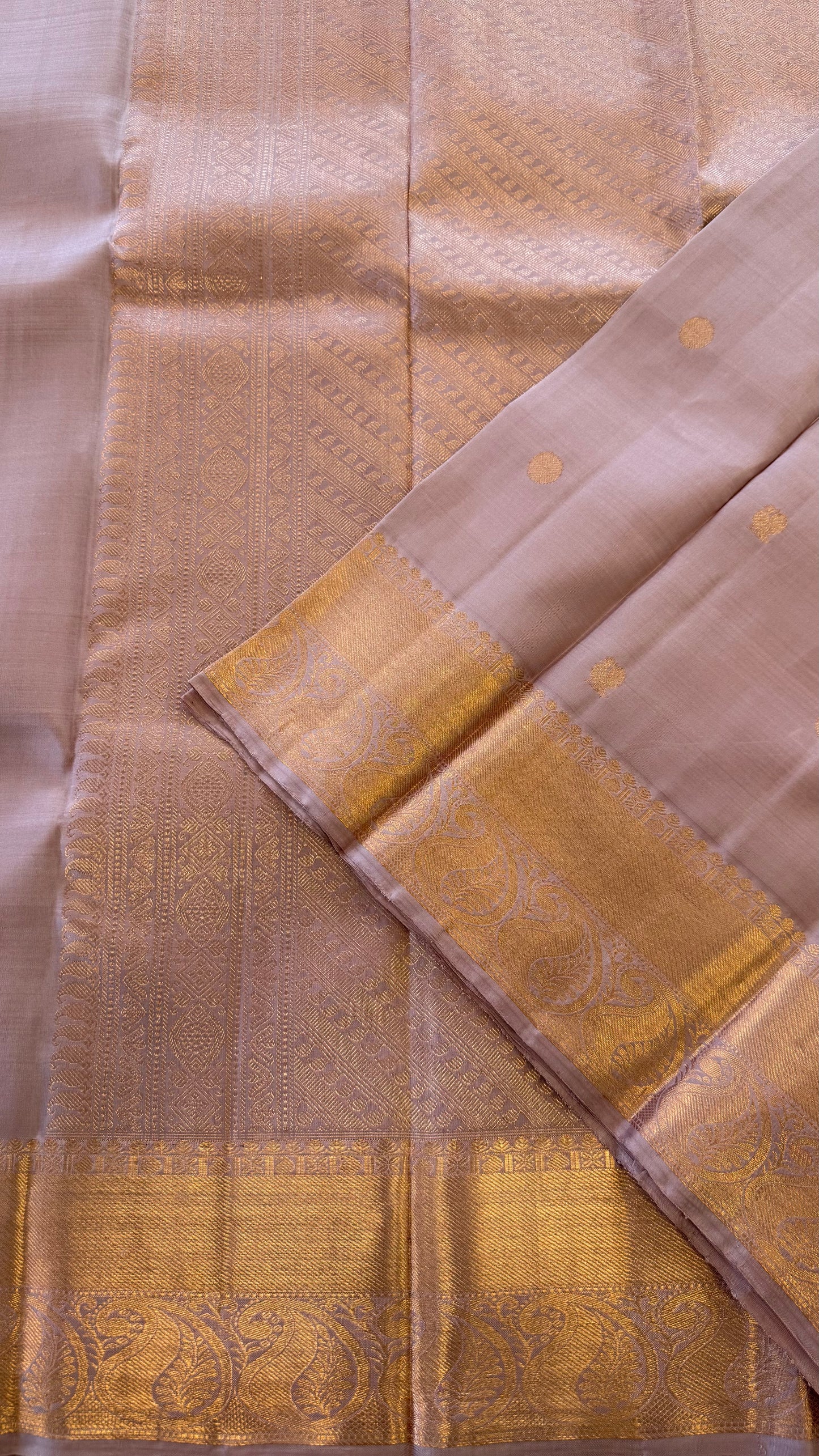 ROSE GOLD HANDLOOM KANCHIPURAM SILK SAREE (KSS325)