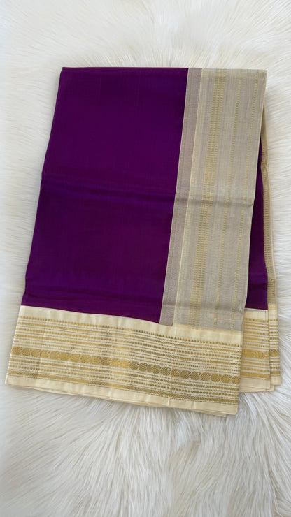VADAMALLI PURPLE WITH CREAM WHITE KANCHIPURAM SILK COTTON (KSC31)