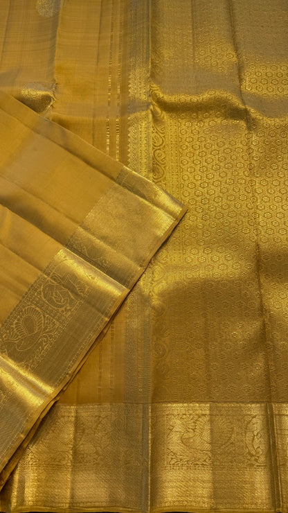 MUSTARD YELLOW HANDLOOM KANICHIPURAM SILK SAREE (KSS331)