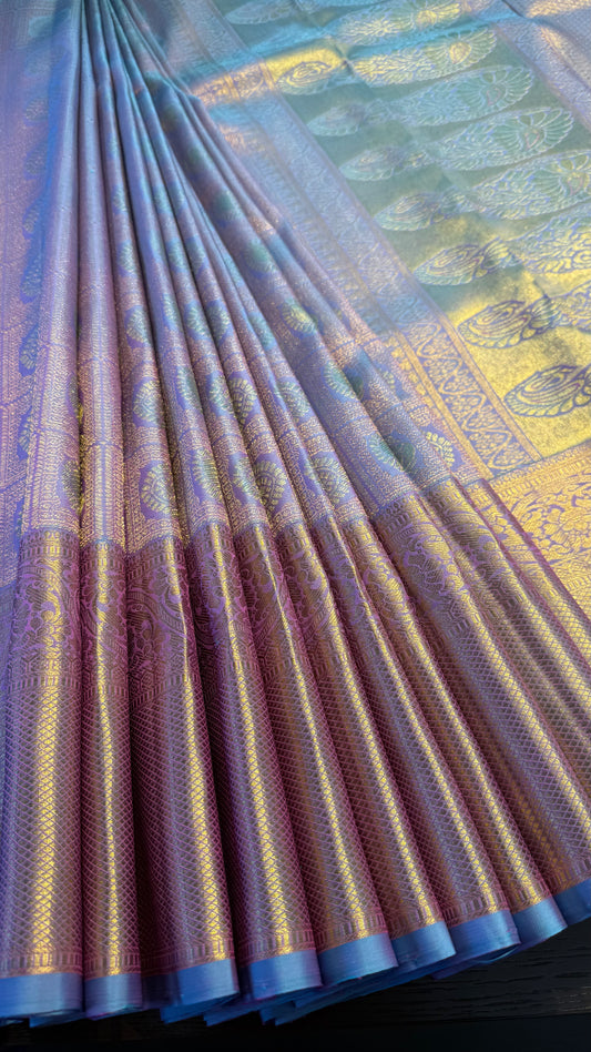 UNICORN GOLD FULL ZARI HANDLOOM KANCHIPURAM SILK SAREE (KSS312)