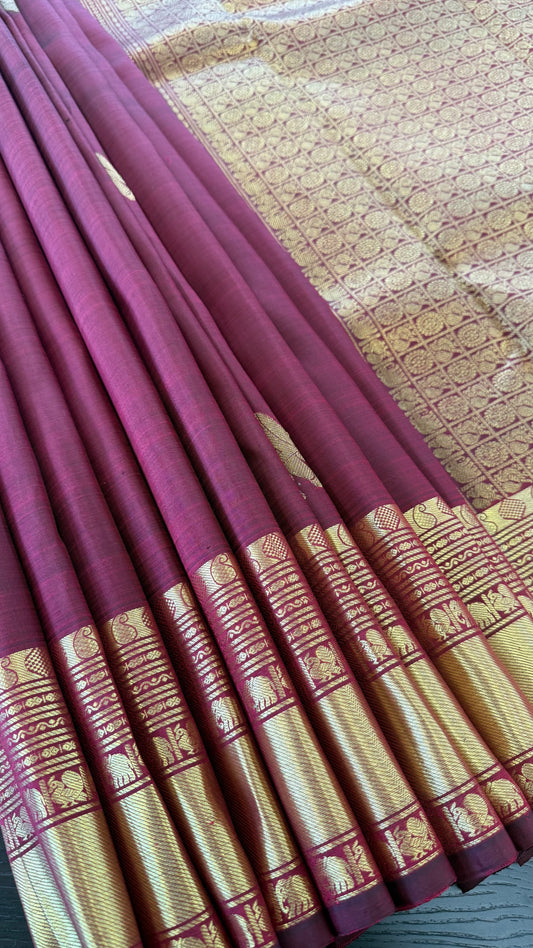 MAROON GOLD ZARI HANDLOOM KANICHIPURAM SILK SAREE (KSS192)