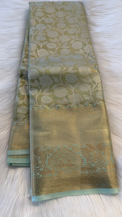 TURQUOISE SEMI SILK KANICHIPURAM SILK SAREE (SSKS25)