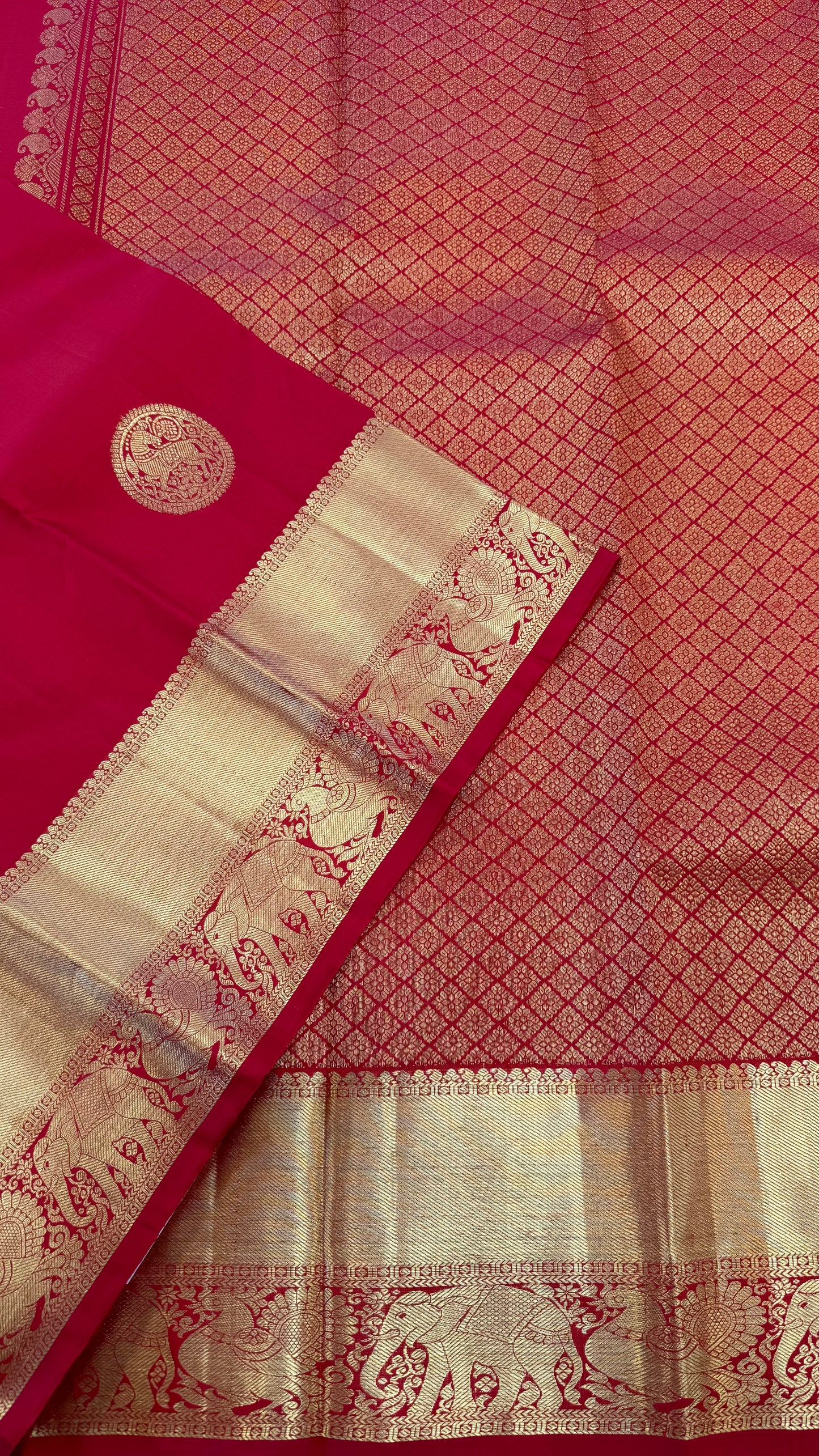 CHILI RED GOLD ZARI HANDLOOM KANCHIPURAM SILK SAREE (KSS370