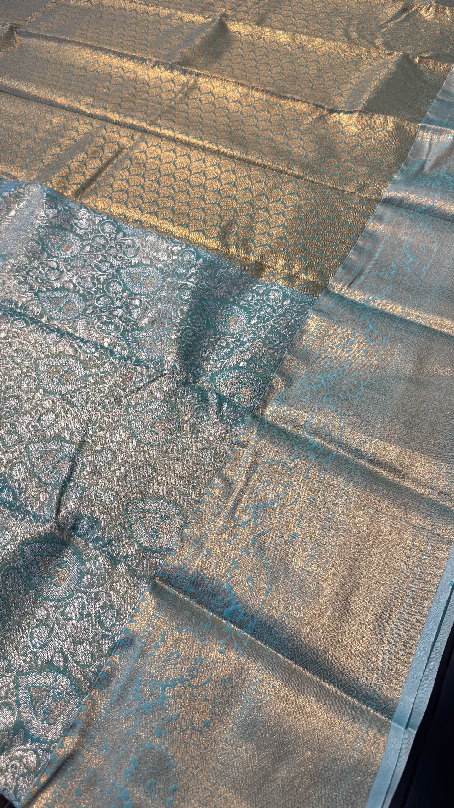 LIGHT BLUE SEMI SILK KANICHIPURAM SILK SAREE (SSKS20)