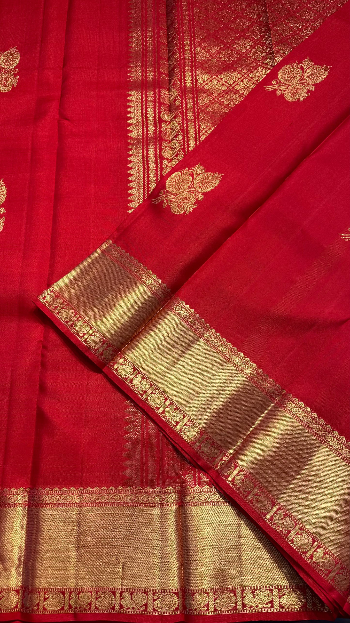 RED GOLD ZARI HANDLOOM KANCHIPURAM SILK SAREE (KSS342)