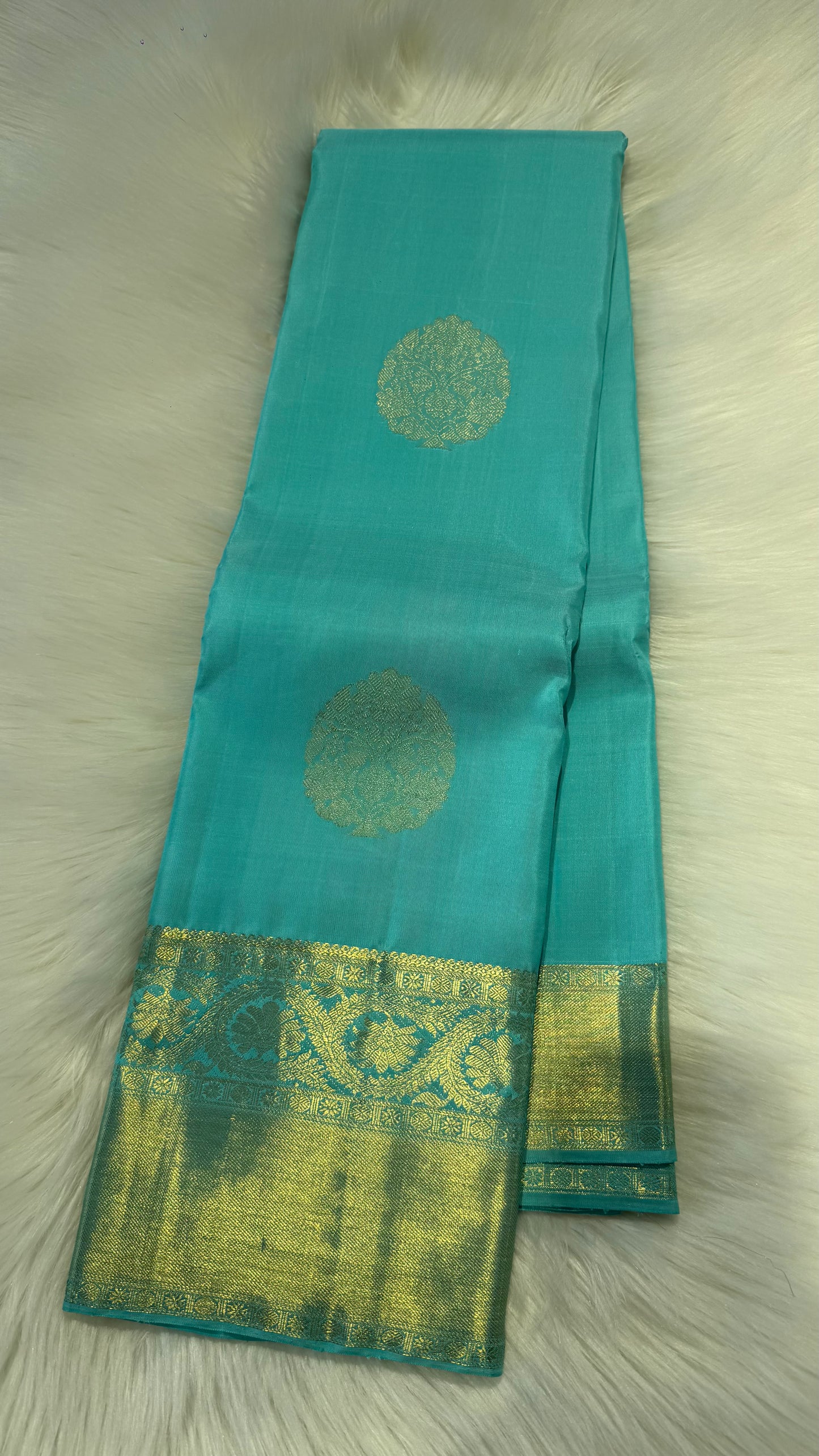 TURQUOISE BLUE HANDLOOM KANCHIPURAM SILK SAREE (KSS 536)