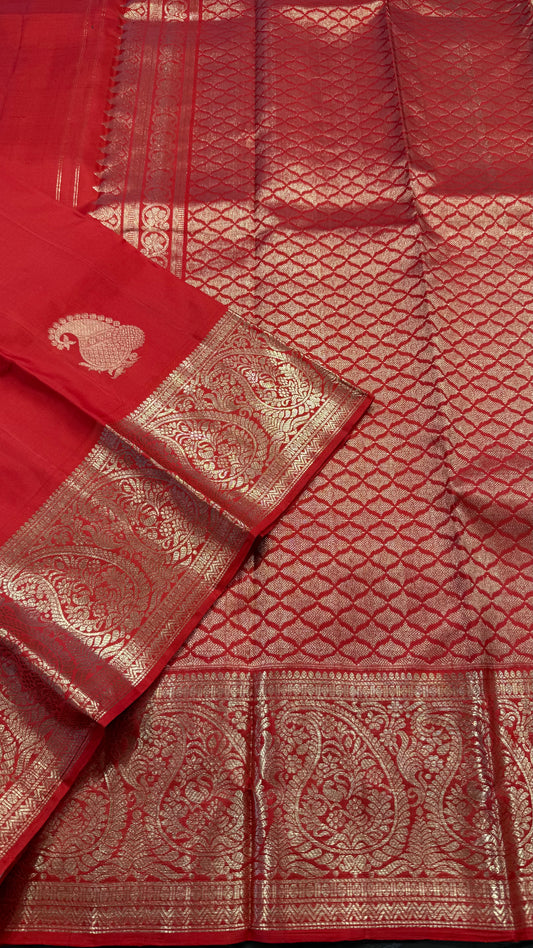 CHILLI RED HANLOOM KANCHIPURAM SILK SAREE (KSS 583)