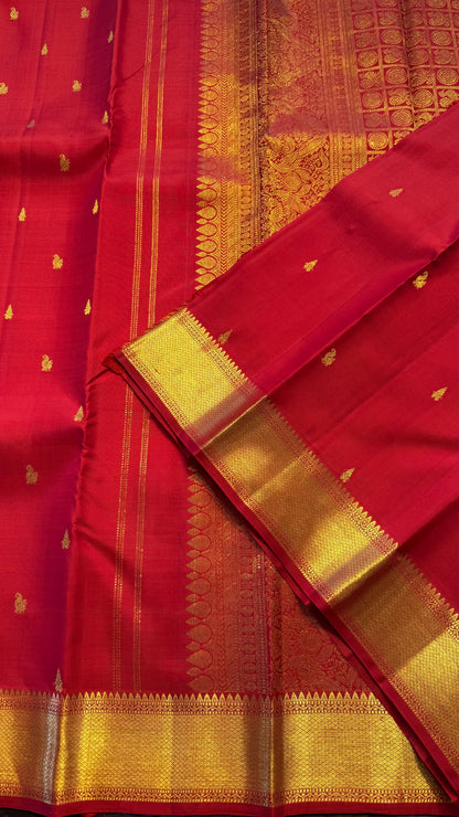 CHILI RED GOLD ZARI HANDLOOM KANICHIPURAM SILK SAREE (KSS336)