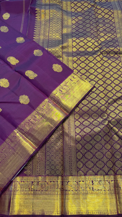 VADAMALI PURPLE GOLD ZARI HANDLOOM KANCHIPURAM SILK SAREE (KSS73)
