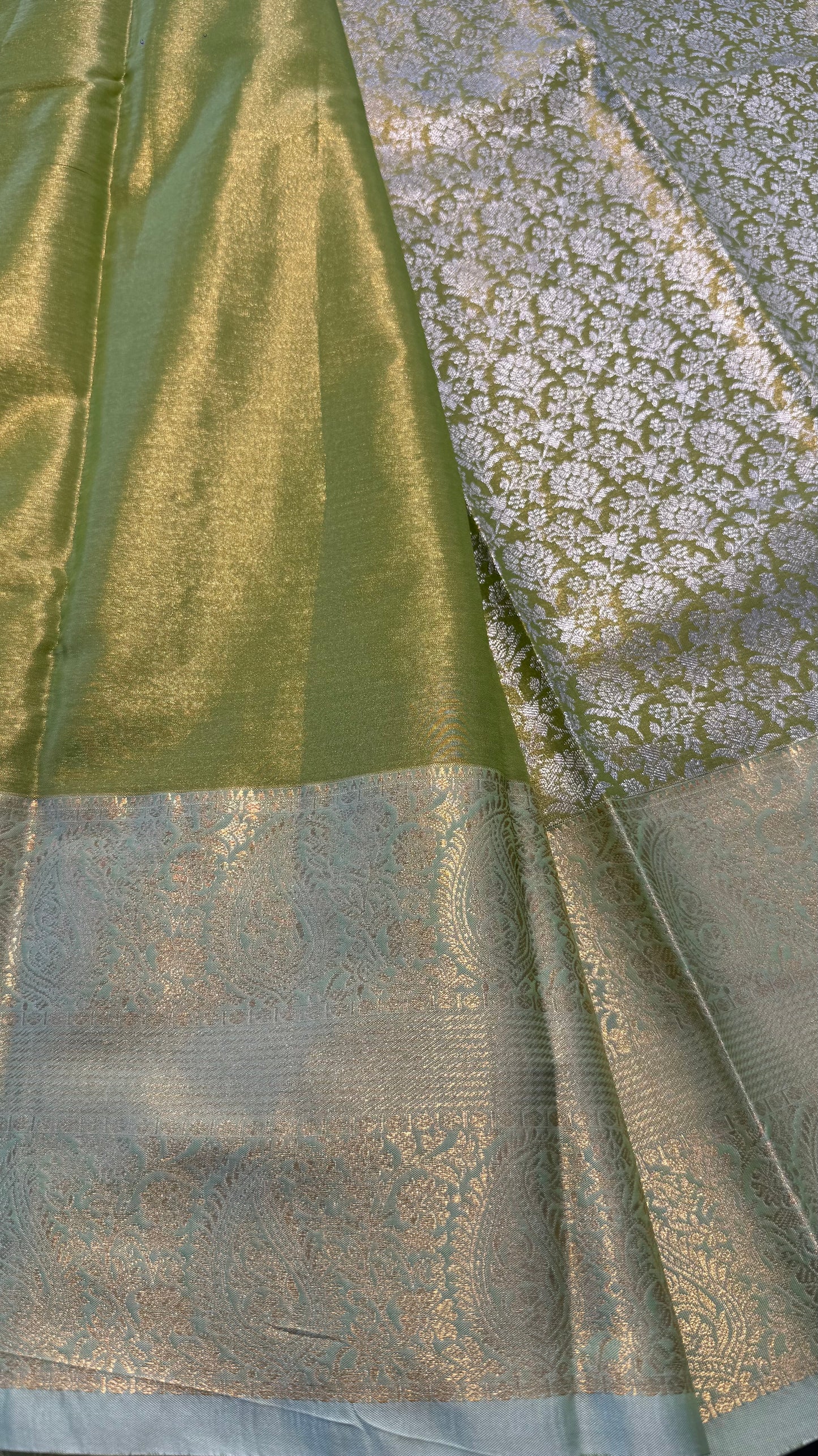 LIME GREEN SEMI SILK KANICHIPURAM SILK SAREE (SSKS21)