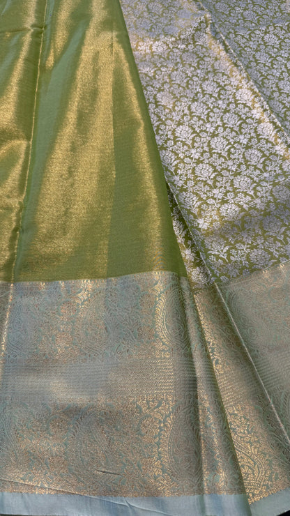 LIME GREEN SEMI SILK KANICHIPURAM SILK SAREE (SSKS21)