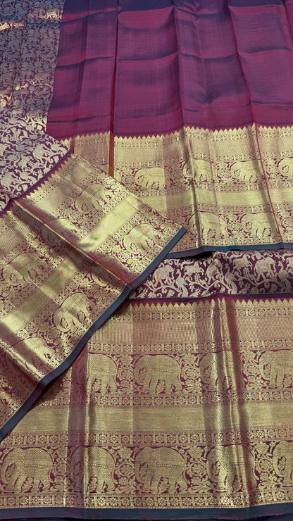 DEEP MAROON PURE KANCHIPURAM HANDLOOM SILK SAREE SILK(KSS 602)