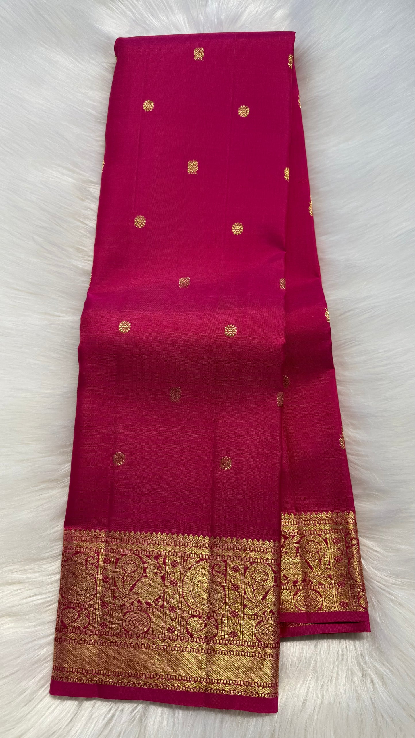 RANI PINK GOLD ZARI HANDLOOM KANCHIPURAM SILK SAREE (KSS337)