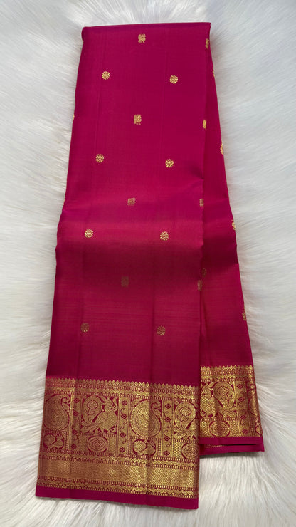 RANI PINK GOLD ZARI HANDLOOM KANCHIPURAM SILK SAREE (KSS337)