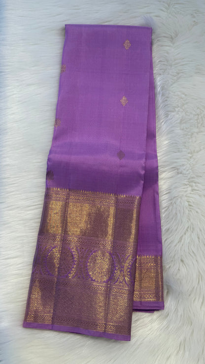 LAVENDER GOLD ZARI HANDLOOM KANICHIPURAM SILK SAREE (KSS152)