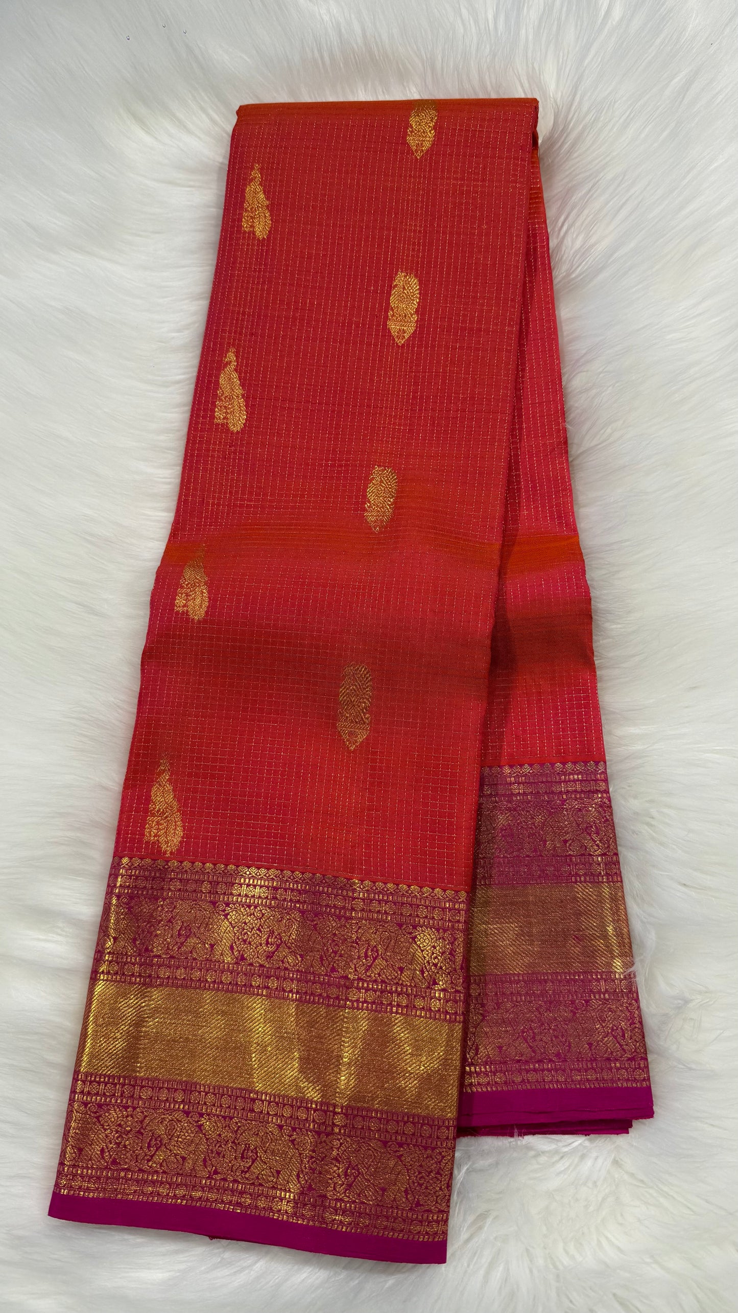 RANI PINK  HANDLOOM  KANCHIPURAM SILK SAREE (KSS 563)
